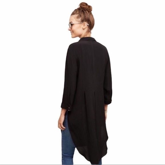 ANTHROPOLOGIE MAEVE CEYCEN BLACK BUTTON UP TUNIC - Picture 2 of 3